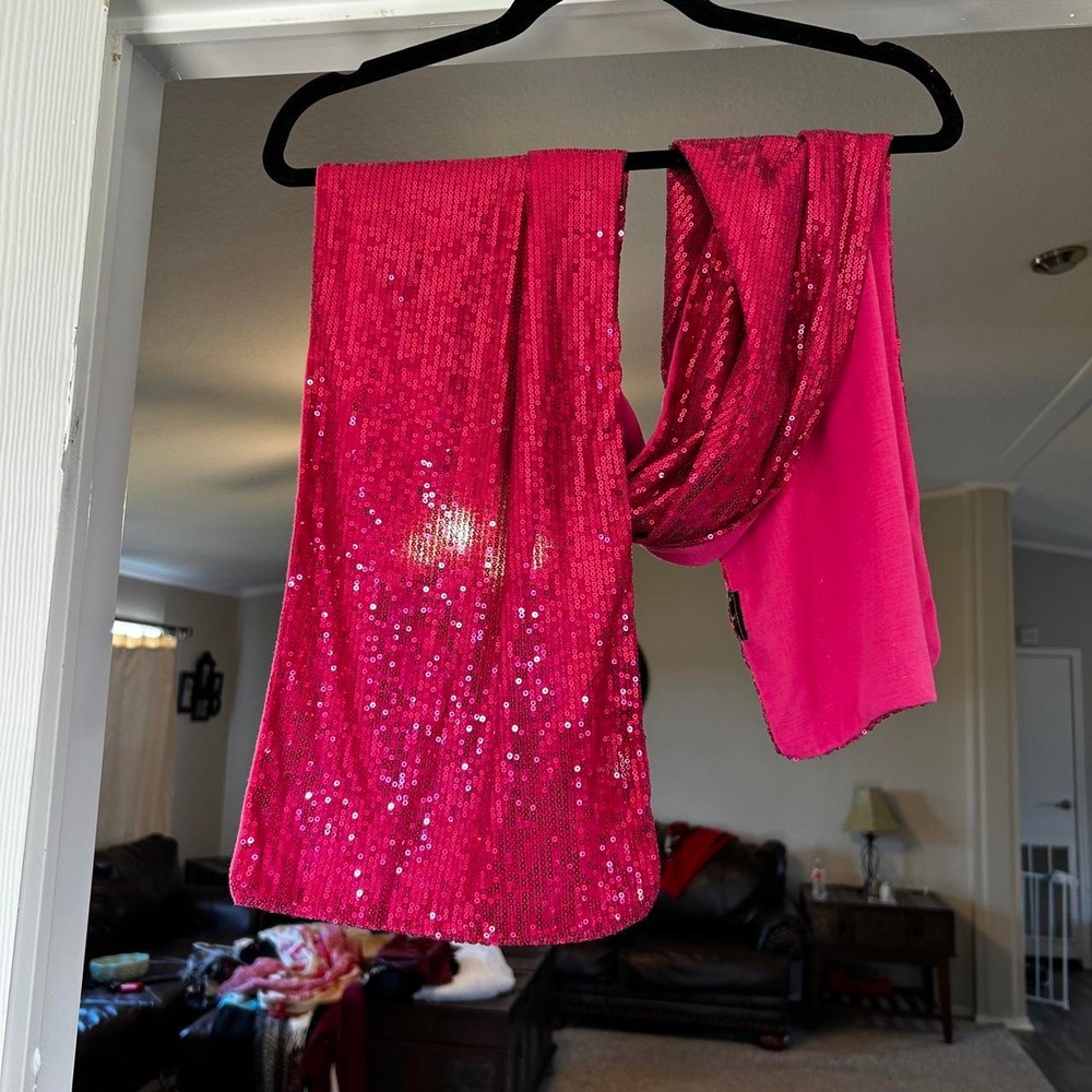 Vintage Y2K sequin scarf fairy pink